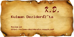 Kulman Dezideráta névjegykártya